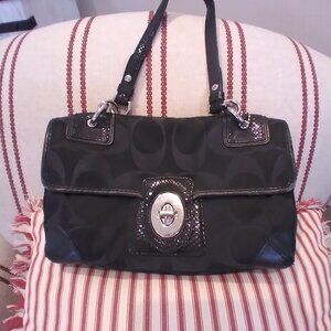Coach black canvas with leather trim purse